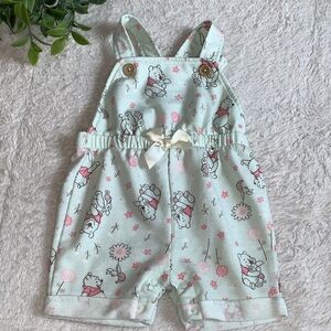 Disney Winnie the Pooh Overalls Light Green 6-9M EUC